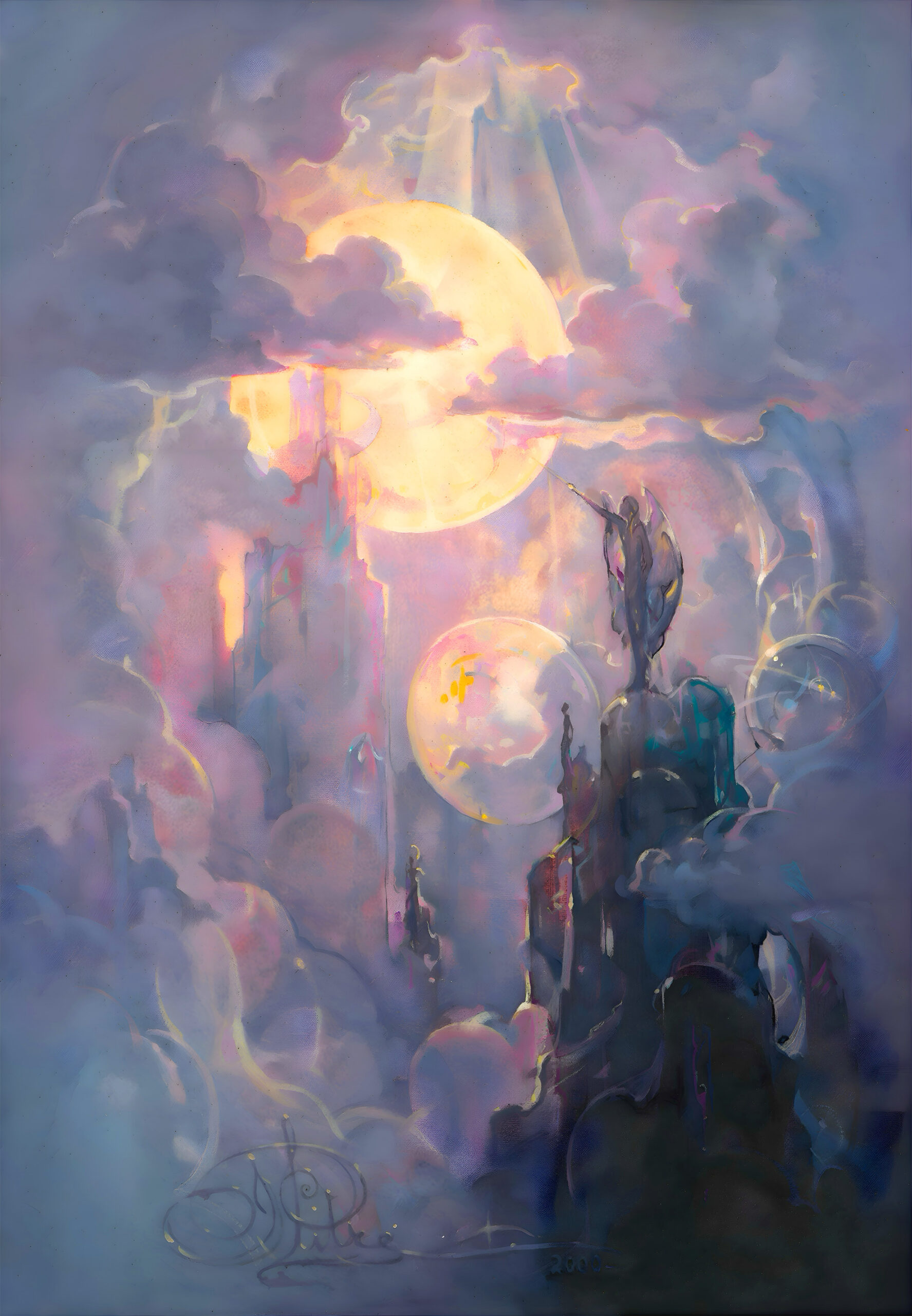 Abstract human portrait with layered symbolism and soft tonal detail in John Pitre Naus artwork, surreal fine art representing emotion and inner awareness